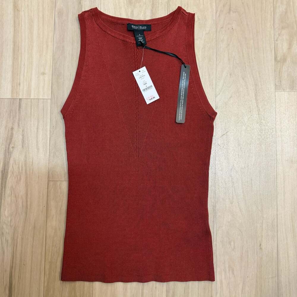 NWT White House Black Market Ribbed Tank Top Size S Red